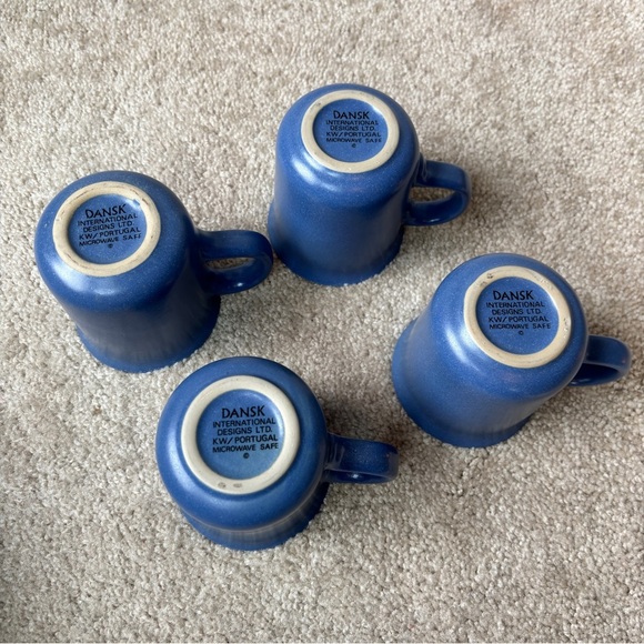 Dansk Mesa Sky Blue Set of 4 Tall Ceramic Coffee or Tea Mugs KW Portugal - Picture 5 of 9